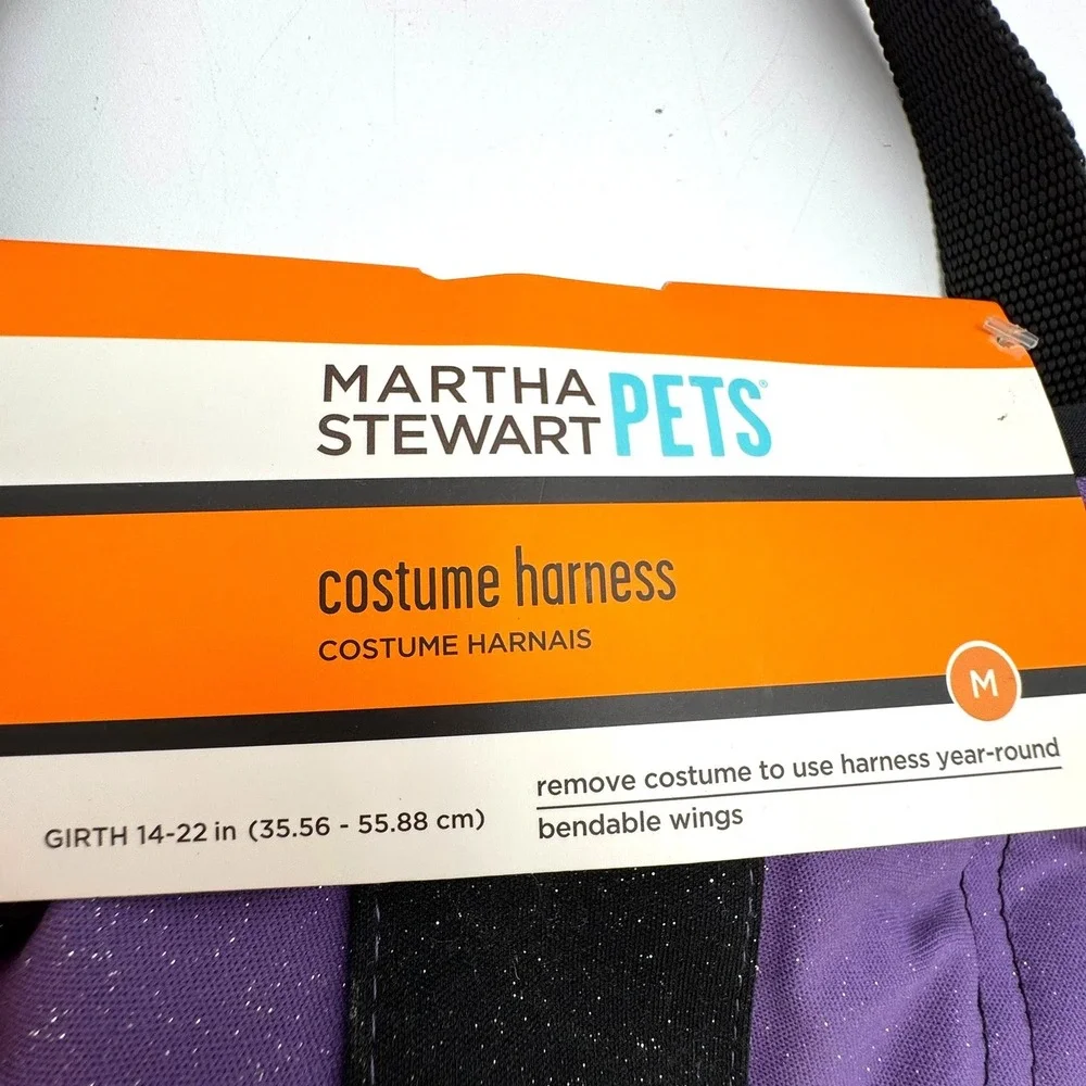 MARTHA STEWART Pets Purple Bat Wing Costume‎ Harness Medium Bendable Wings Dog